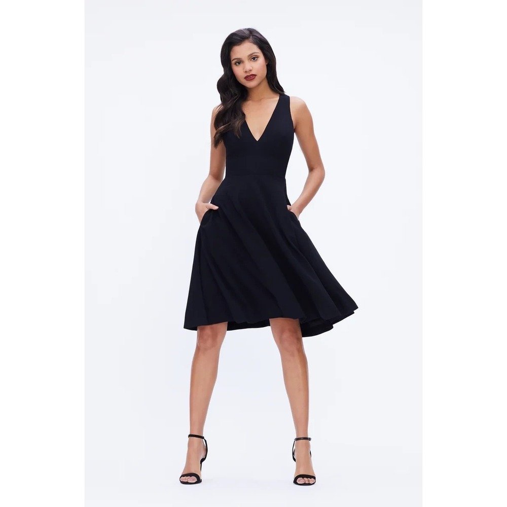 NWT Dress The Population Catalina Dress Size Medium Black Sleeveless Crepe $182 - Picture 1 of 13